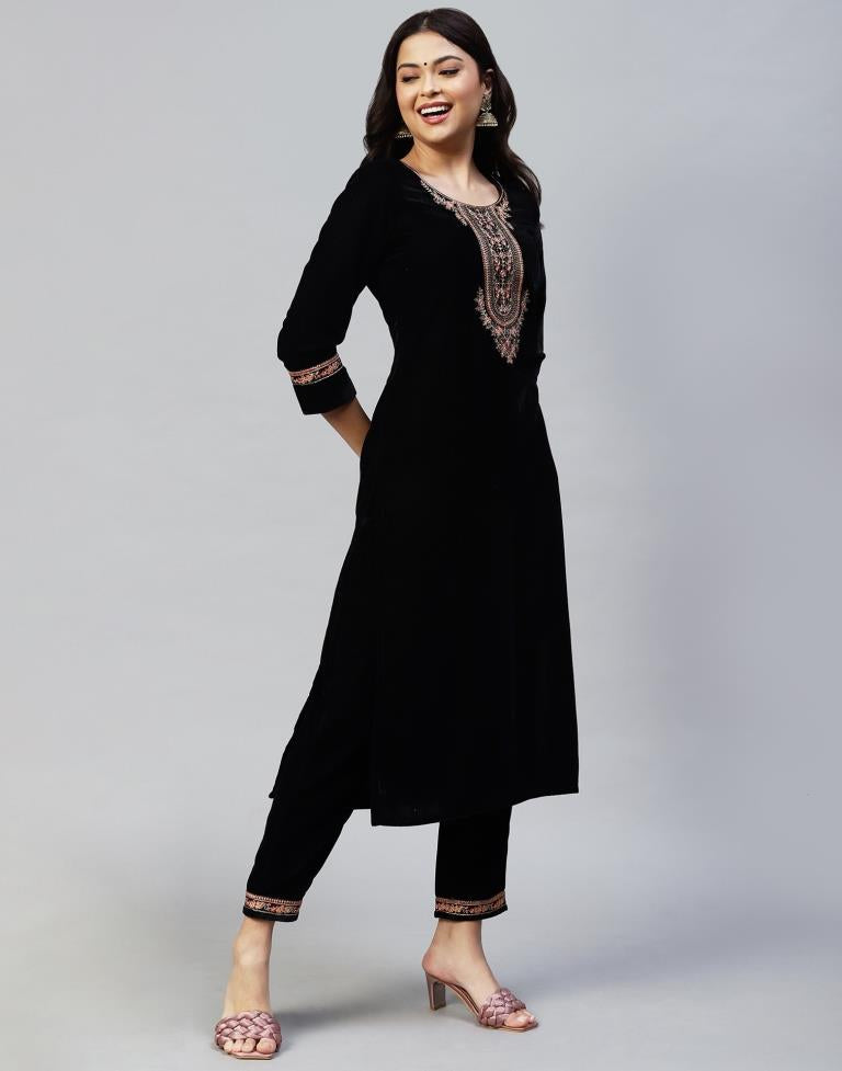 Black Kurti With Pant And Dupatta