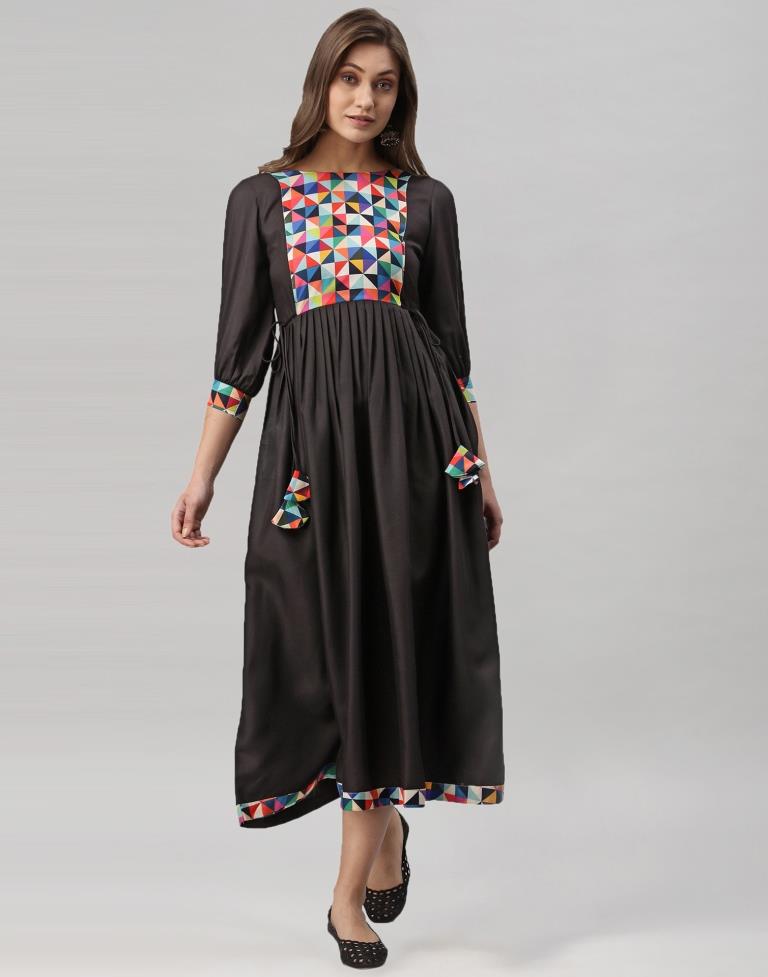 Black Gathered Kurti