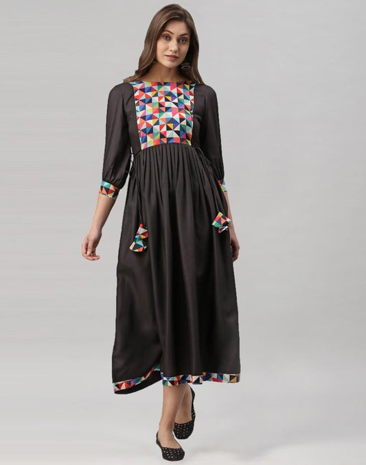 Black Gathered Kurti