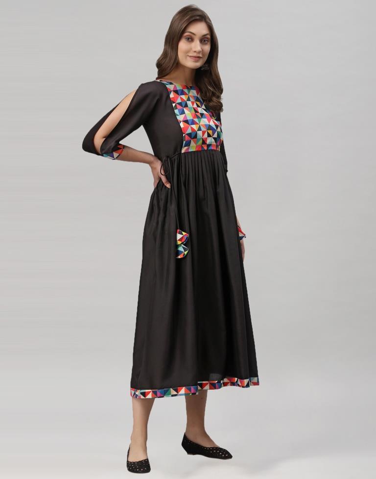 Black Gathered Kurti