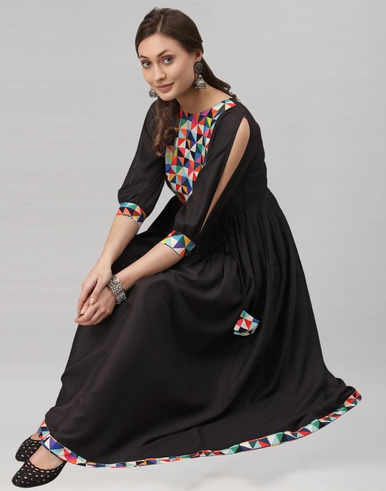 Black Gathered Kurti