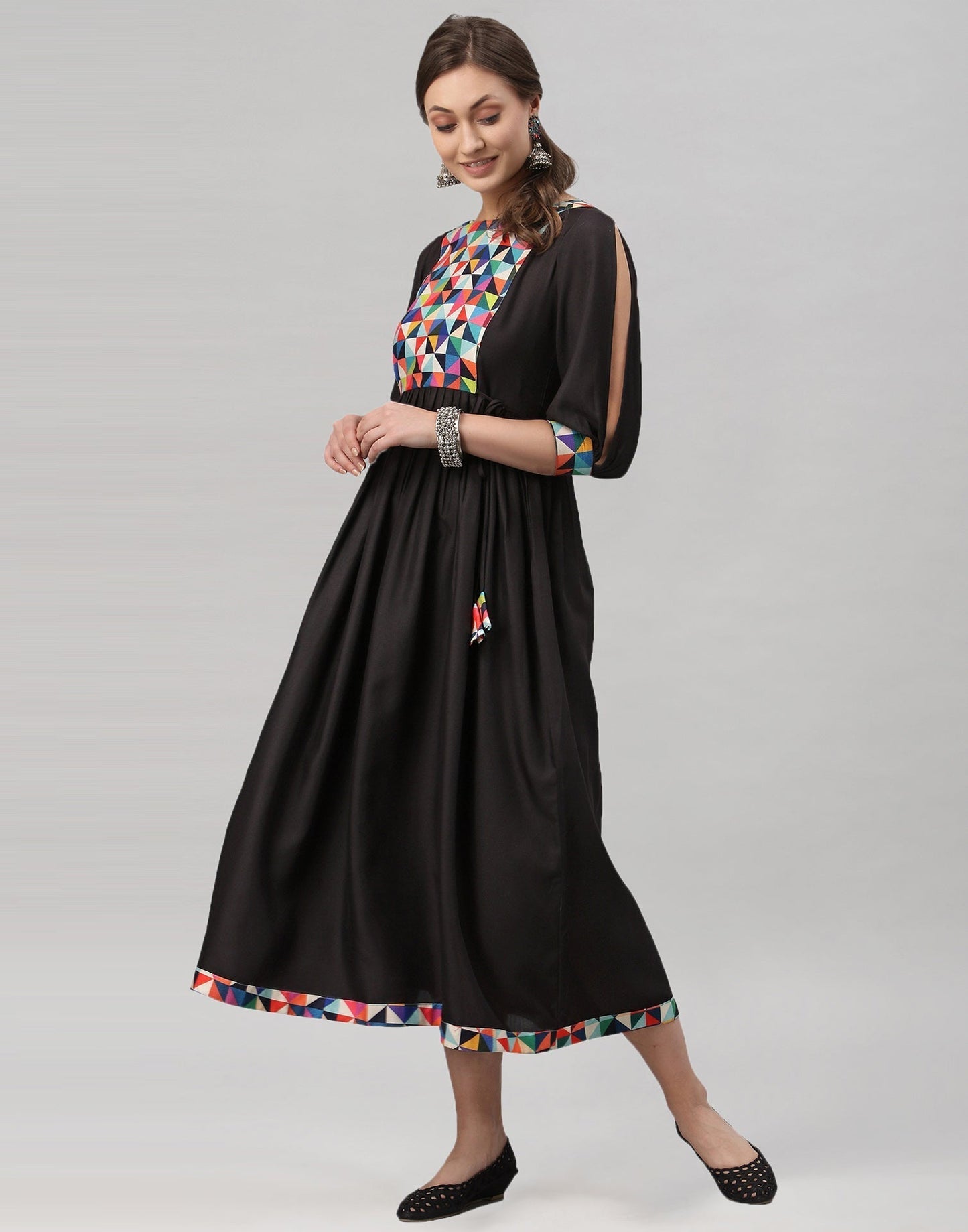 Black Gathered Kurti