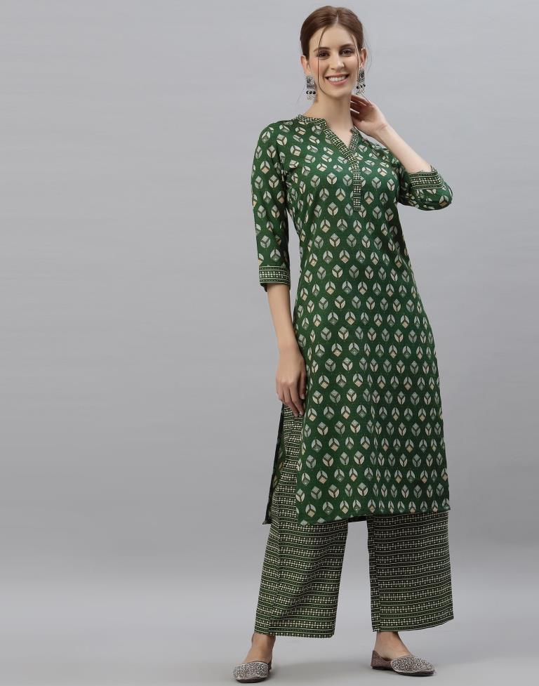 Green Kurti With Pant Set