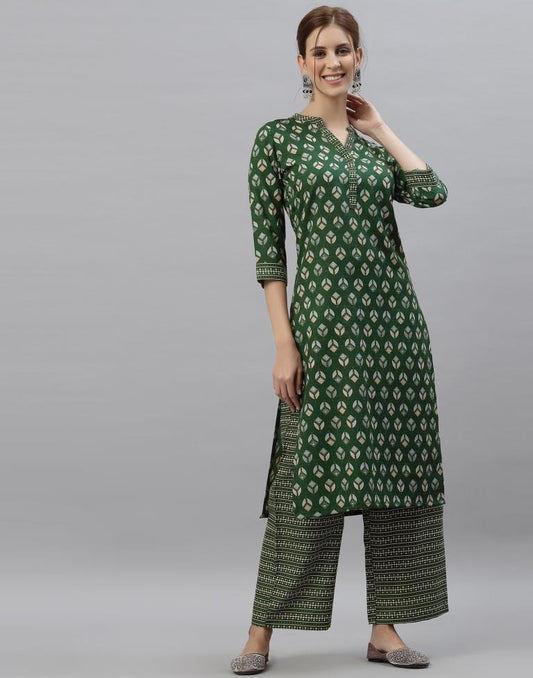 Green Kurti With Pant Set