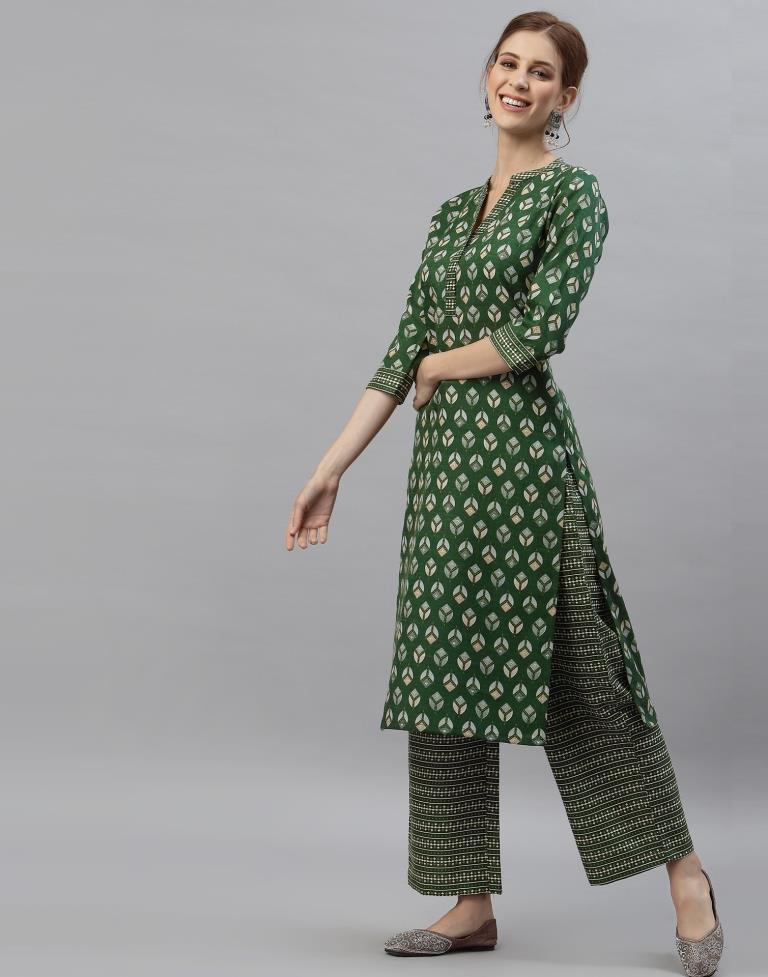 Green Kurti With Pant Set