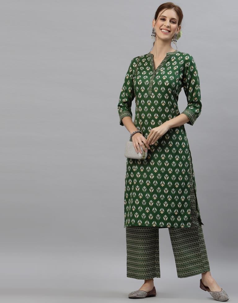 Green Kurti With Pant Set