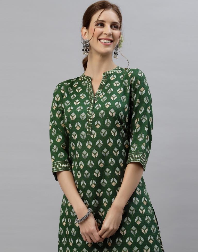 Green Kurti With Pant Set