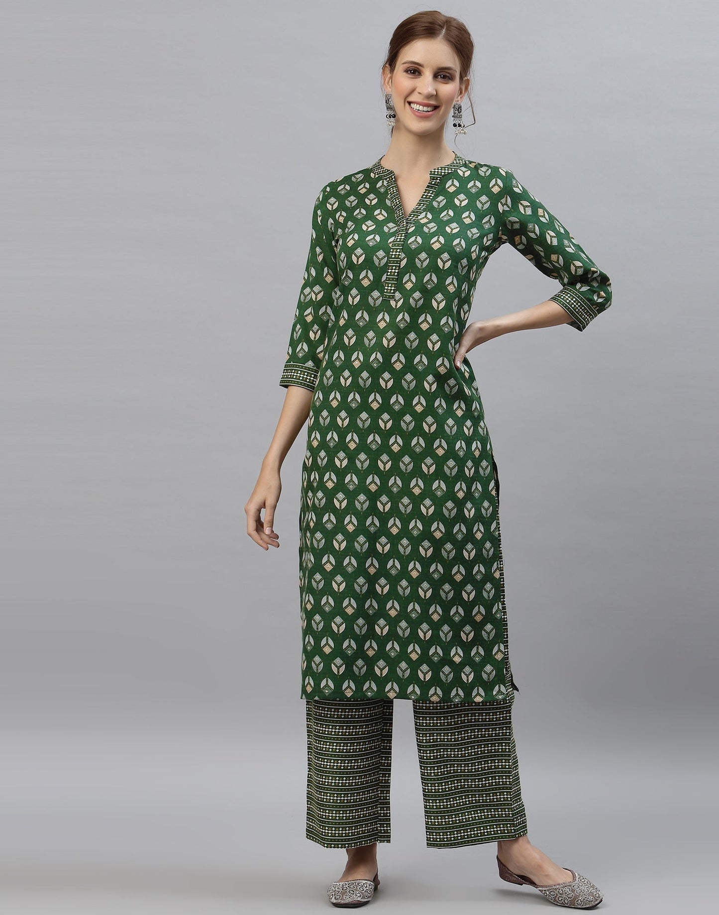 Green Kurti With Pant Set