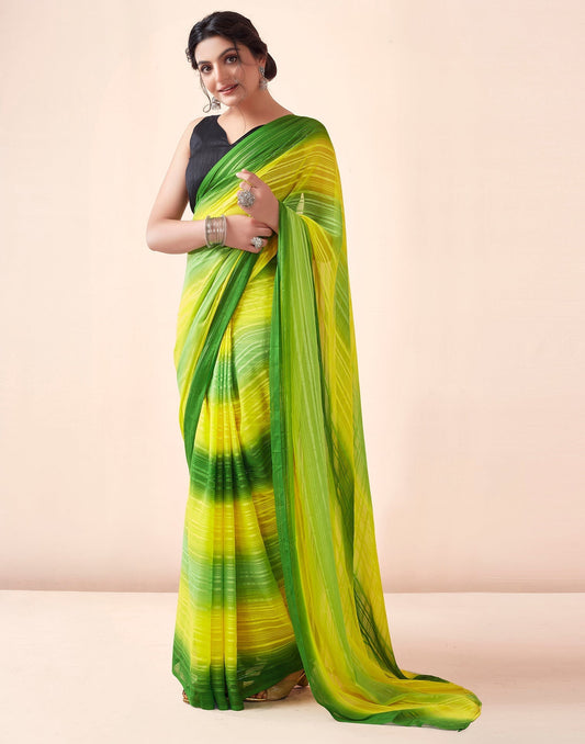 Green Georgette Printed Ready to Wear Saree