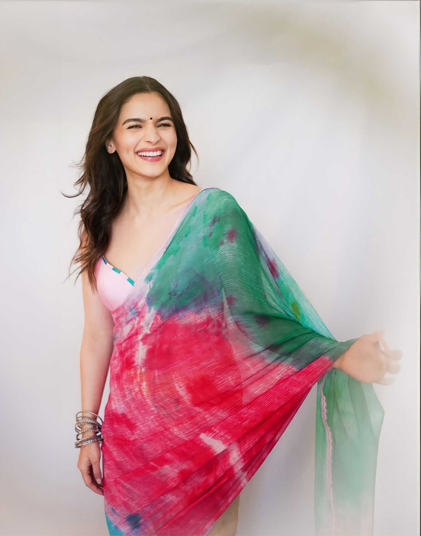 Alia Bhatt's Soft Multicoloured Saree