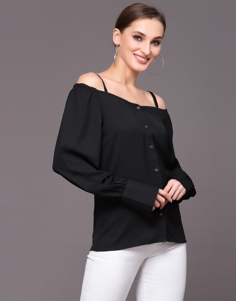 Black Cuffed Full Sleeve Shirt