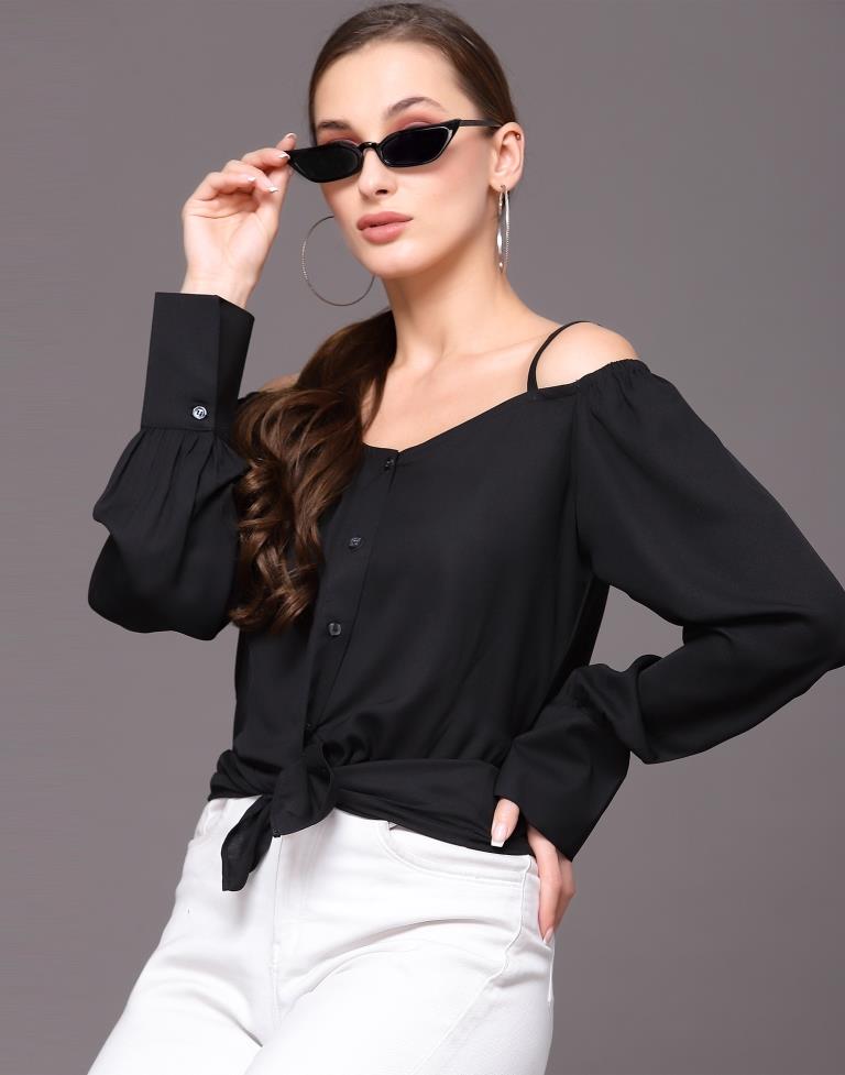 Black Cuffed Full Sleeve Shirt