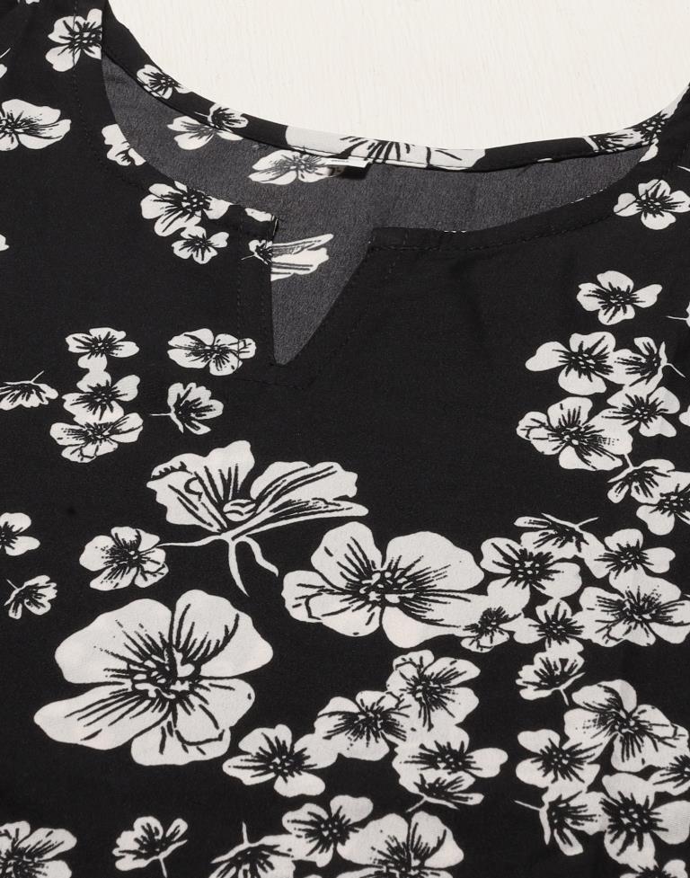 Black Floral Printed Top