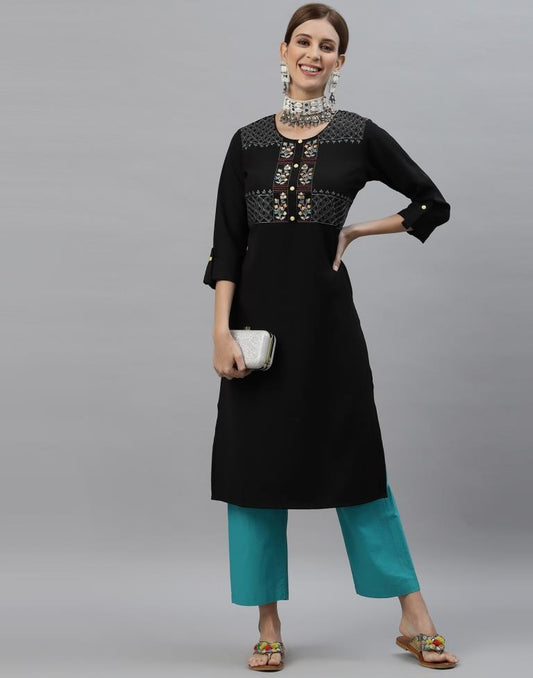 Black Embroidered Kurti