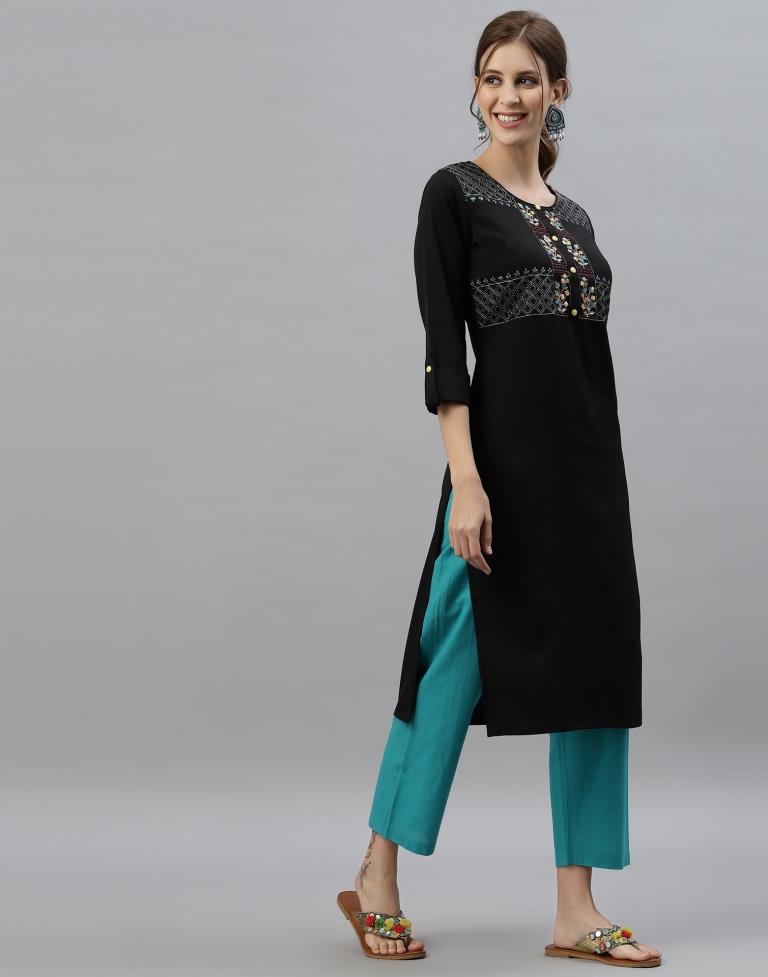 Black Embroidered Kurti