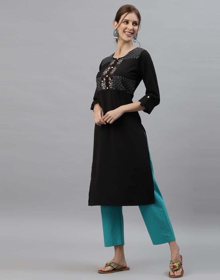 Black Embroidered Kurti