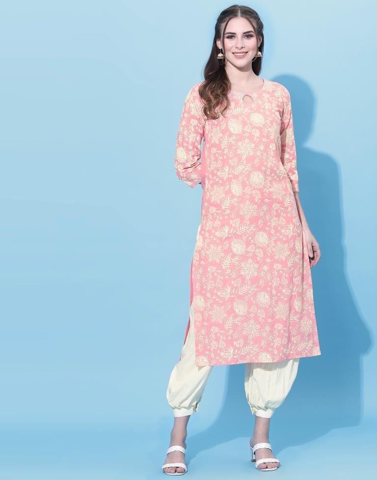 Baby Pink Printed Kurti