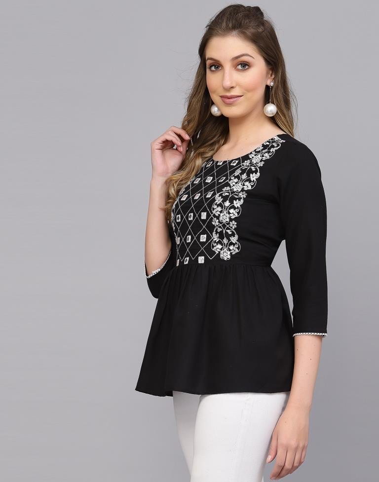 Black Embroidery Top