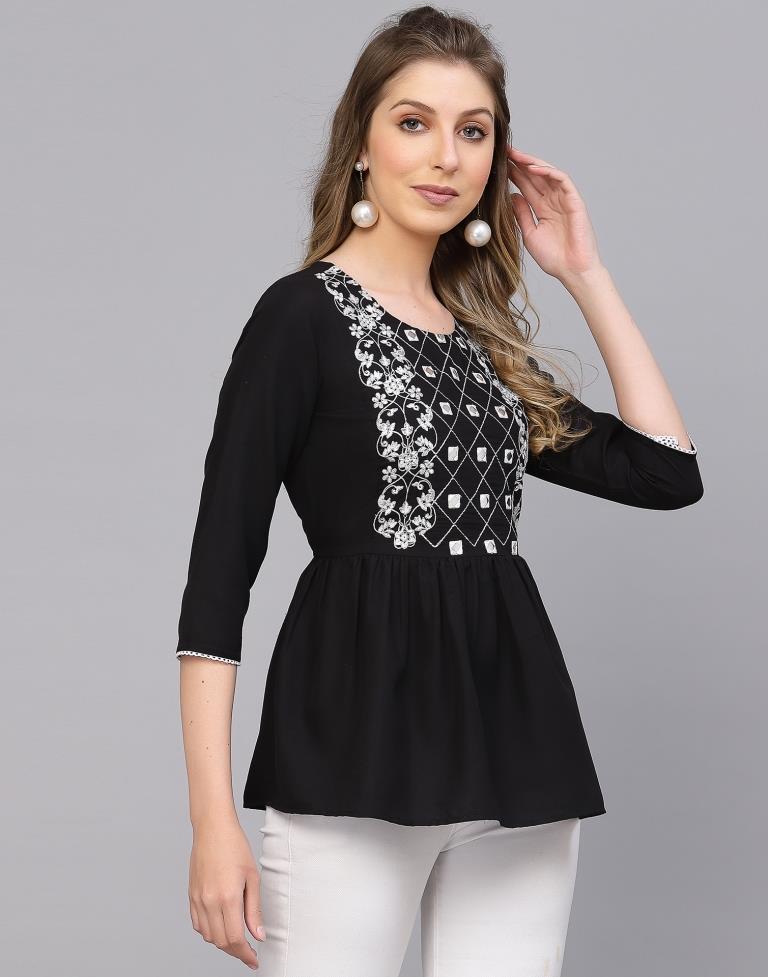 Black Embroidery Top