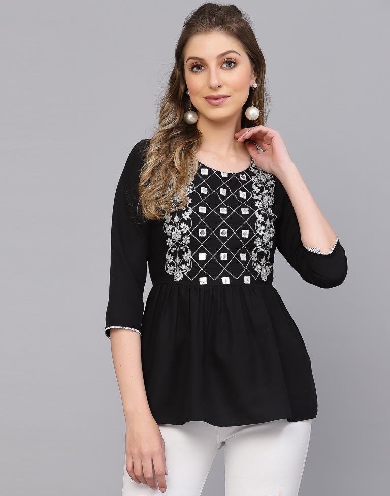 Black Embroidery Top