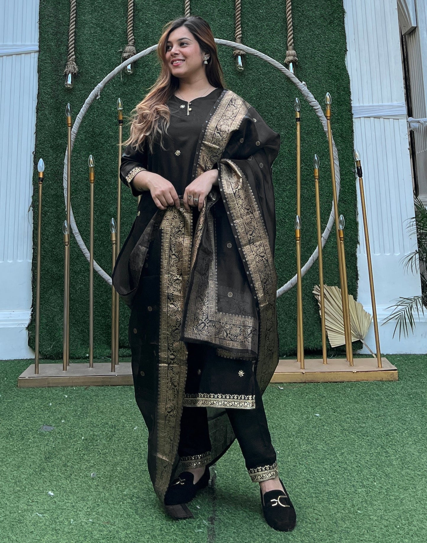 Black Kurti With Pant And Dupatta