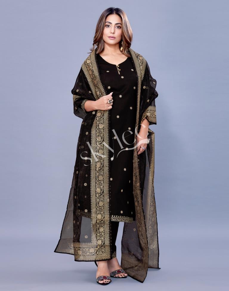 Black Kurti With Pant And Dupatta