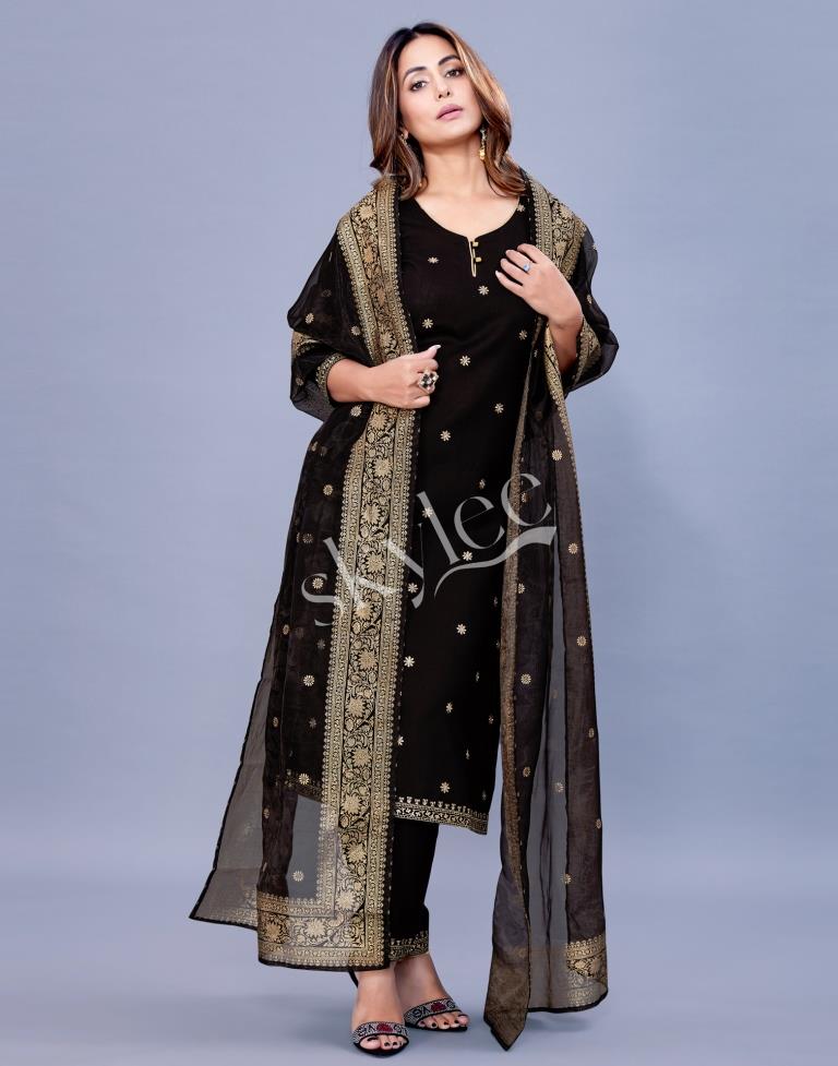 Black Kurti With Pant And Dupatta