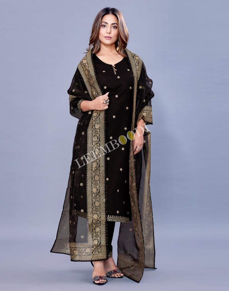 Black Kurti With Pant And Dupatta