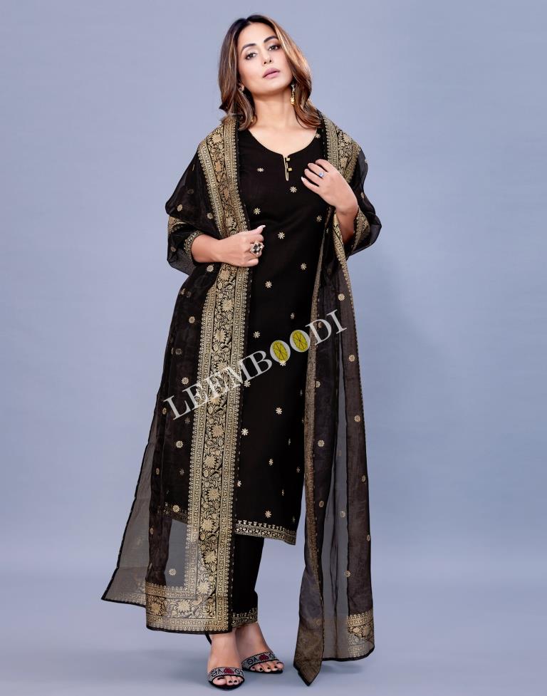 Black Kurti With Pant And Dupatta