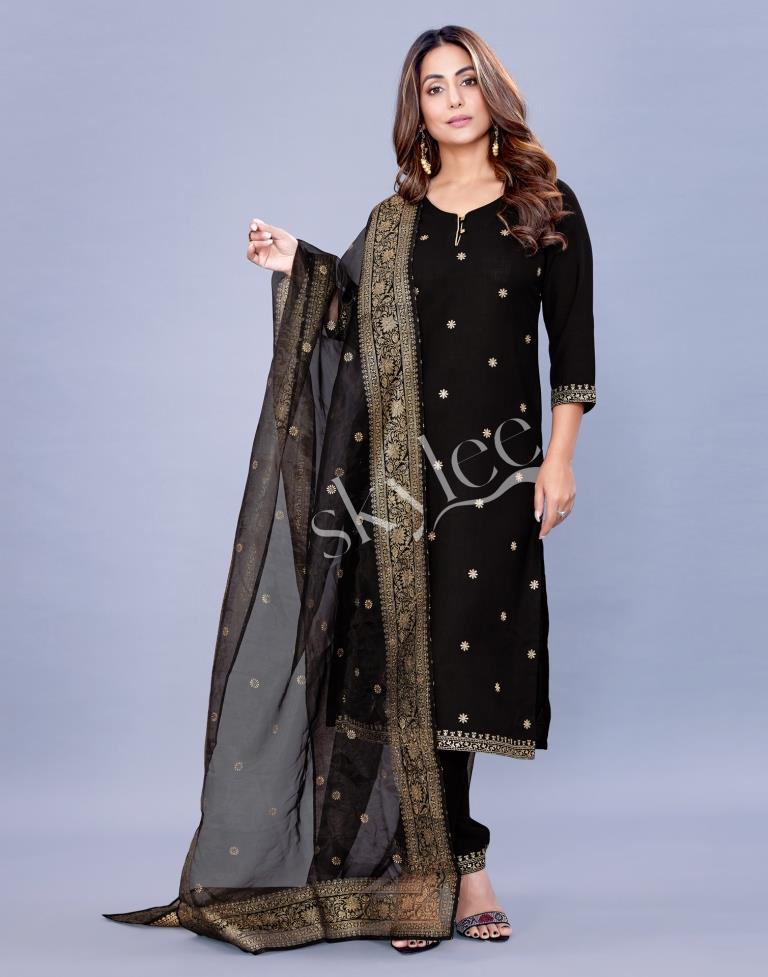 Black Kurti With Pant And Dupatta