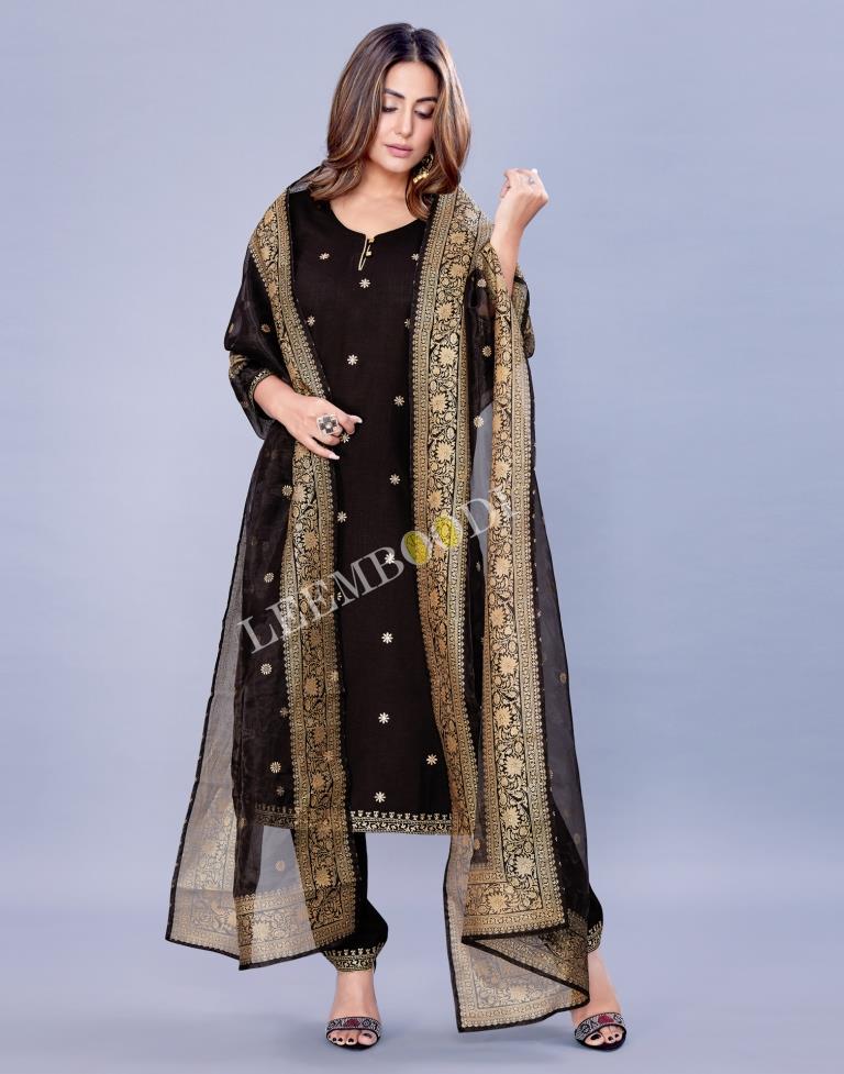 Black Kurti With Pant And Dupatta