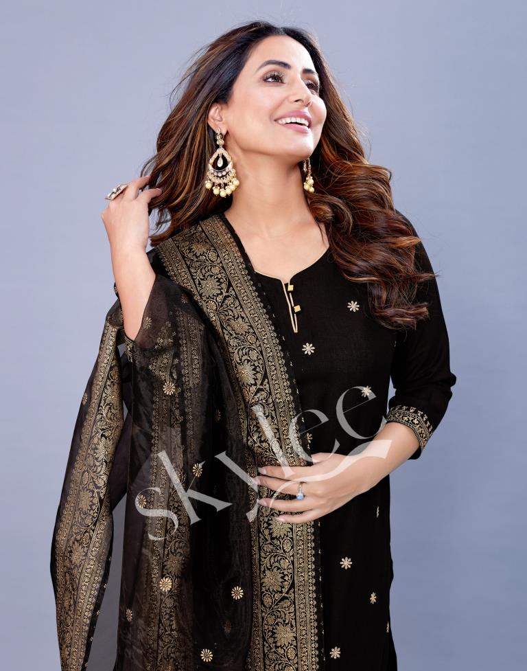 Black Kurti With Pant And Dupatta