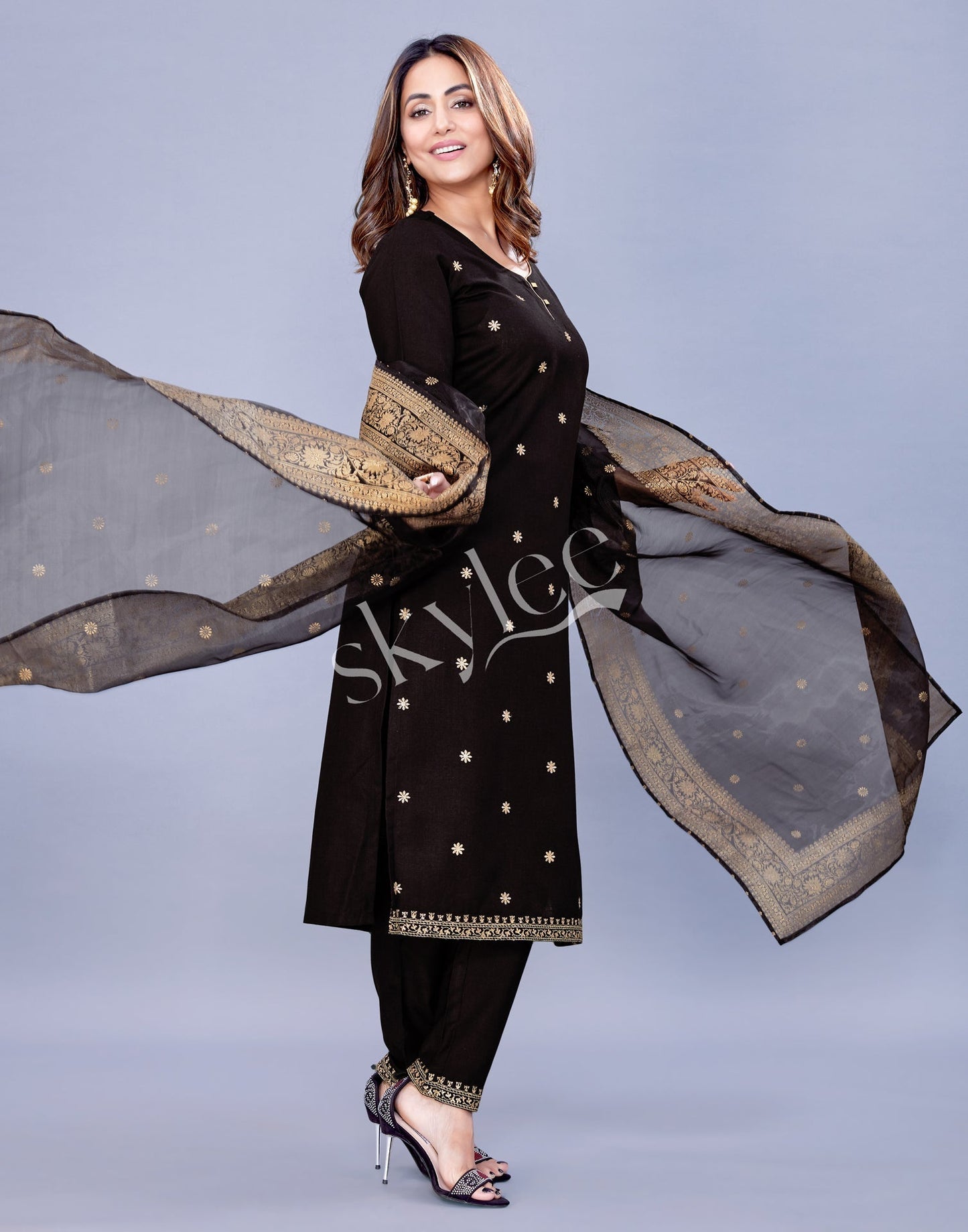 Black Kurti With Pant And Dupatta