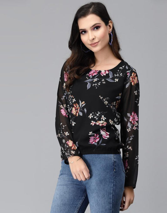 Black Floral Top