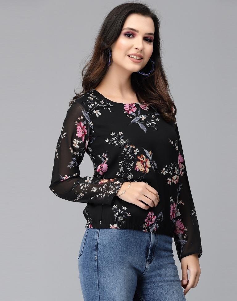 Black Floral Top