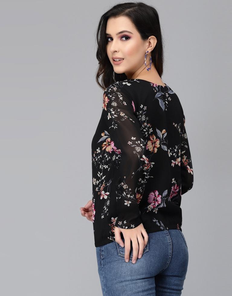 Black Floral Top