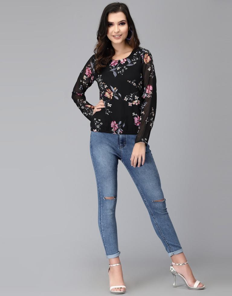 Black Floral Top