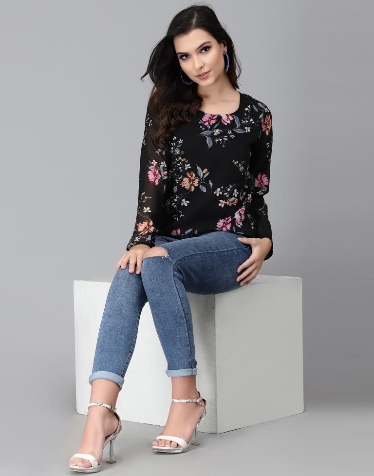 Black Floral Top