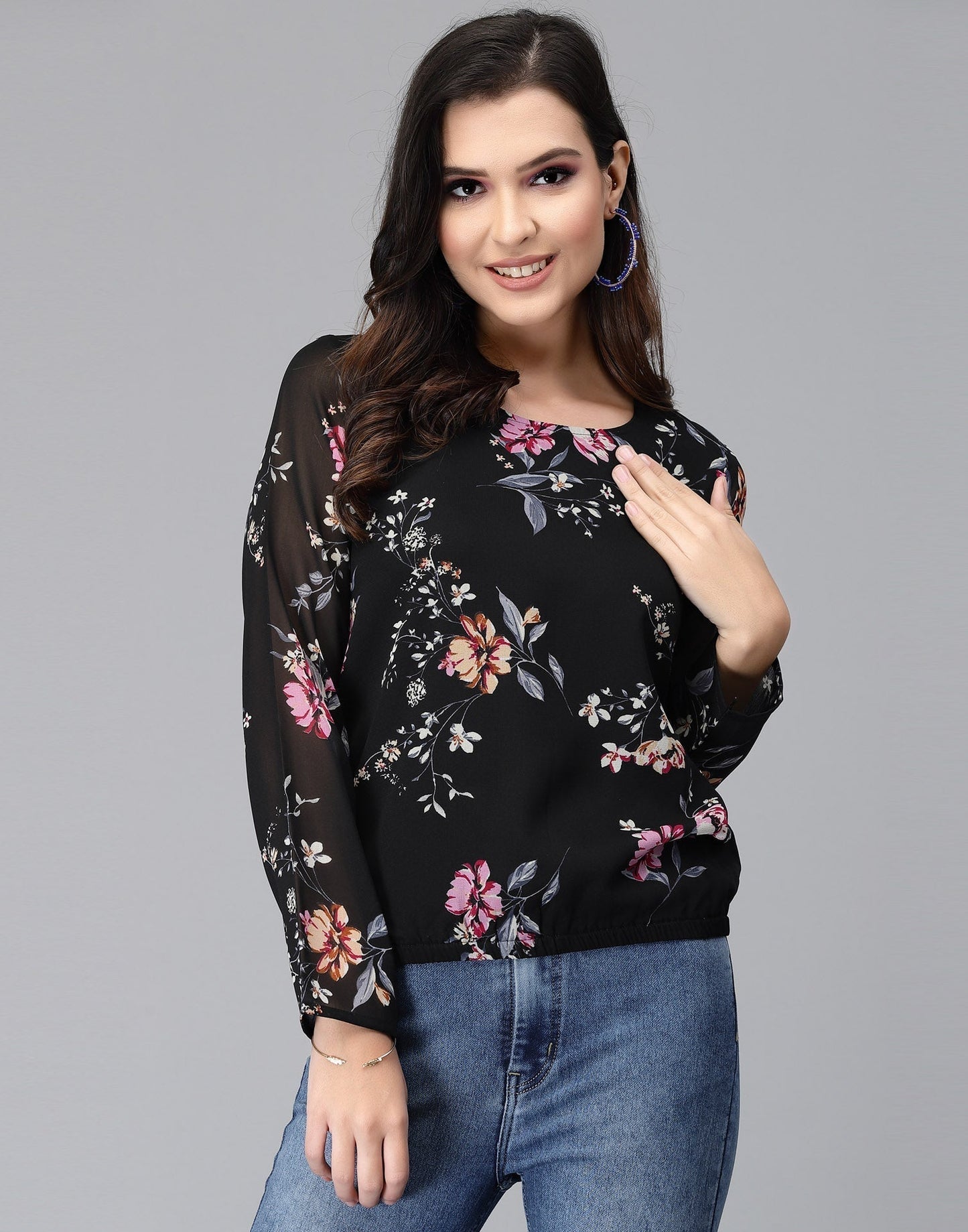 Black Floral Top