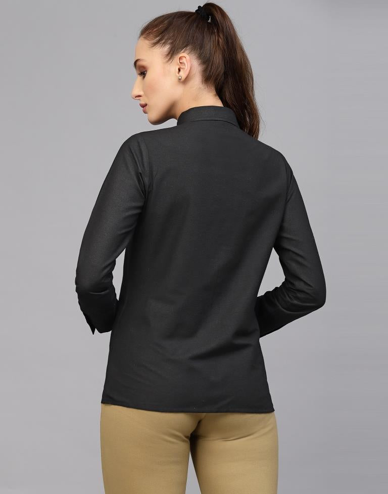 Black Cotton Plain Shirt