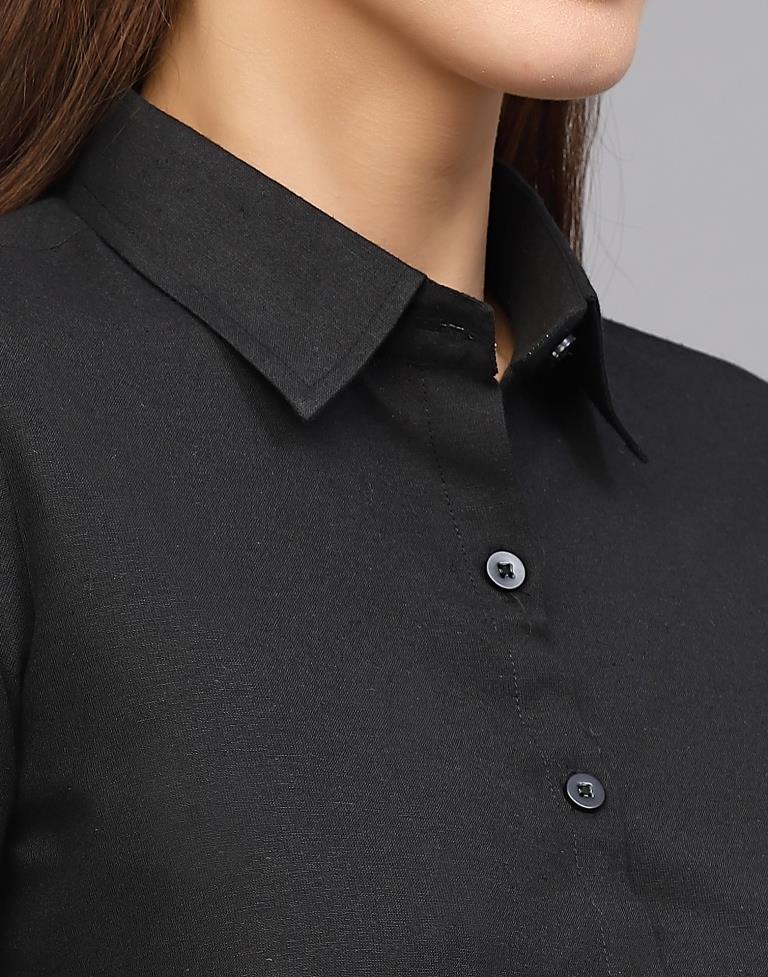 Black Cotton Plain Shirt