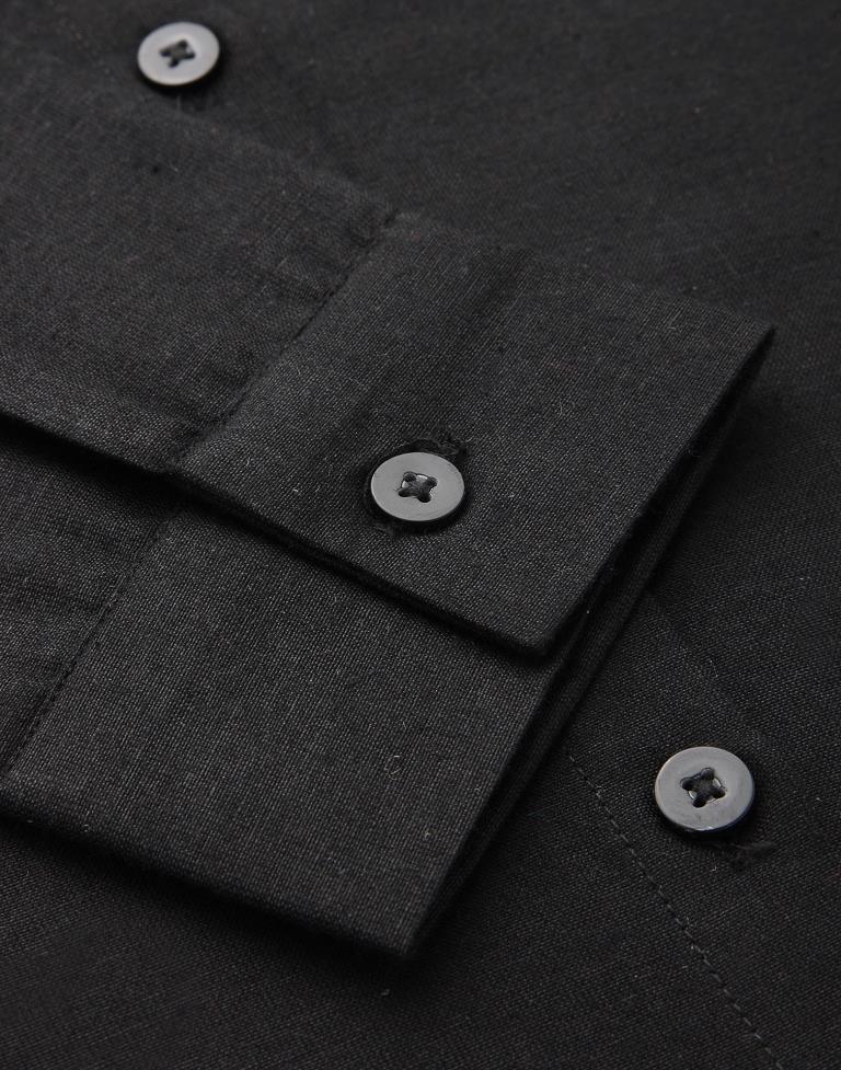 Black Cotton Plain Shirt