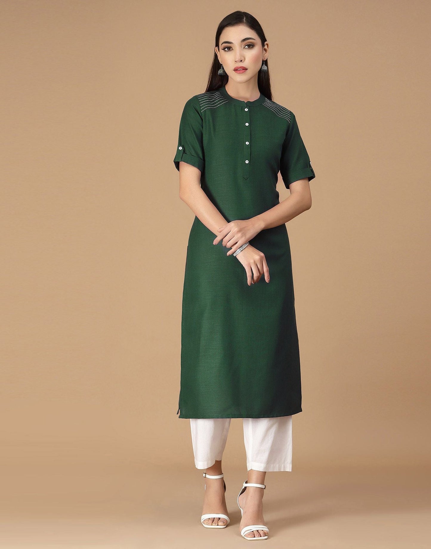 Green Embroidered Kurti