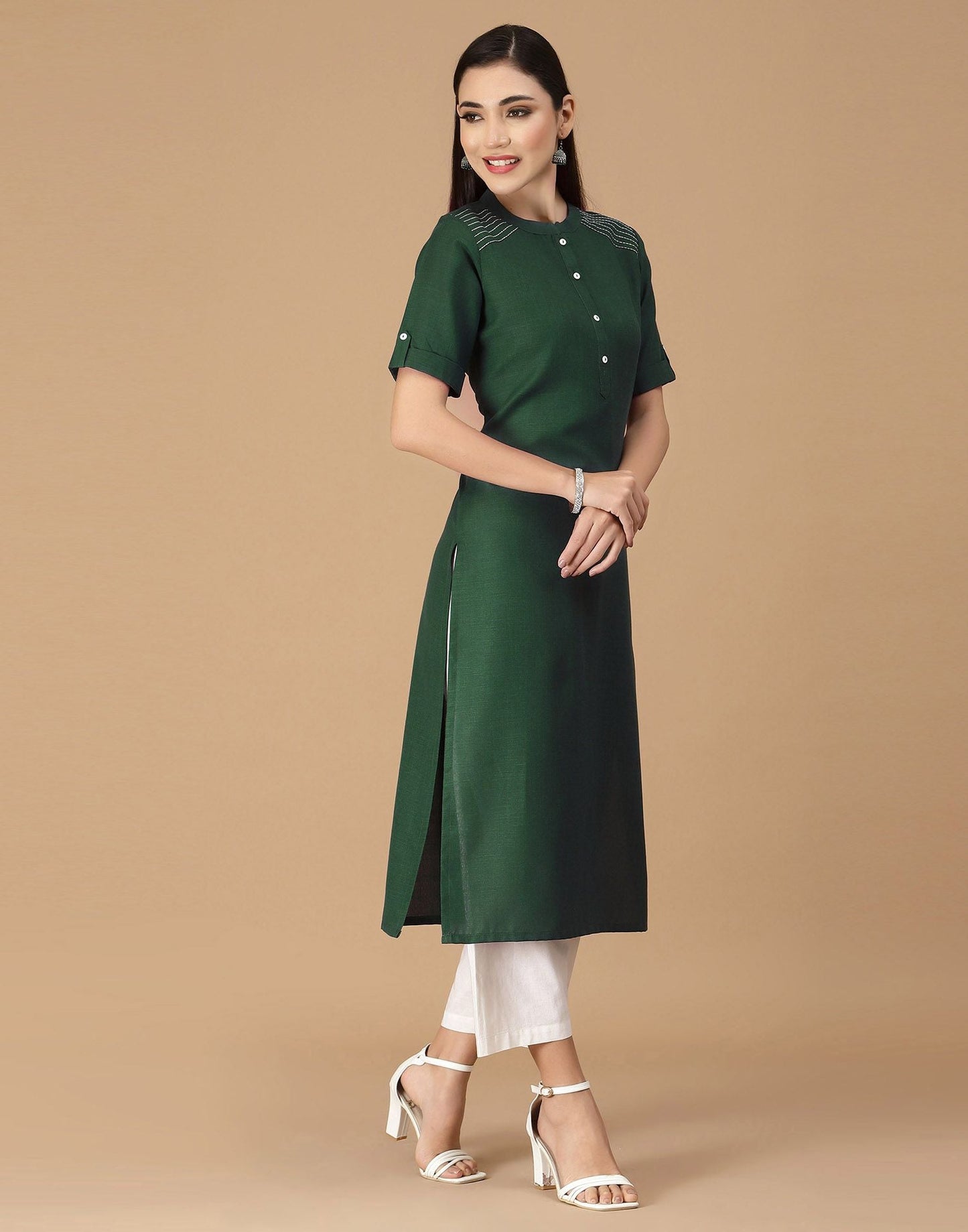 Green Embroidered Kurti