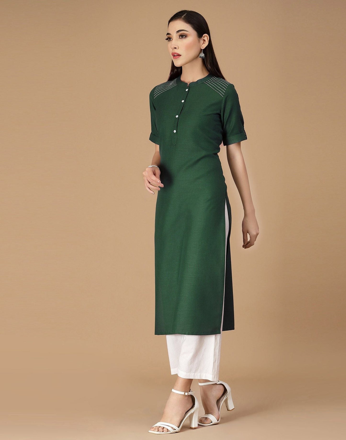 Green Embroidered Kurti