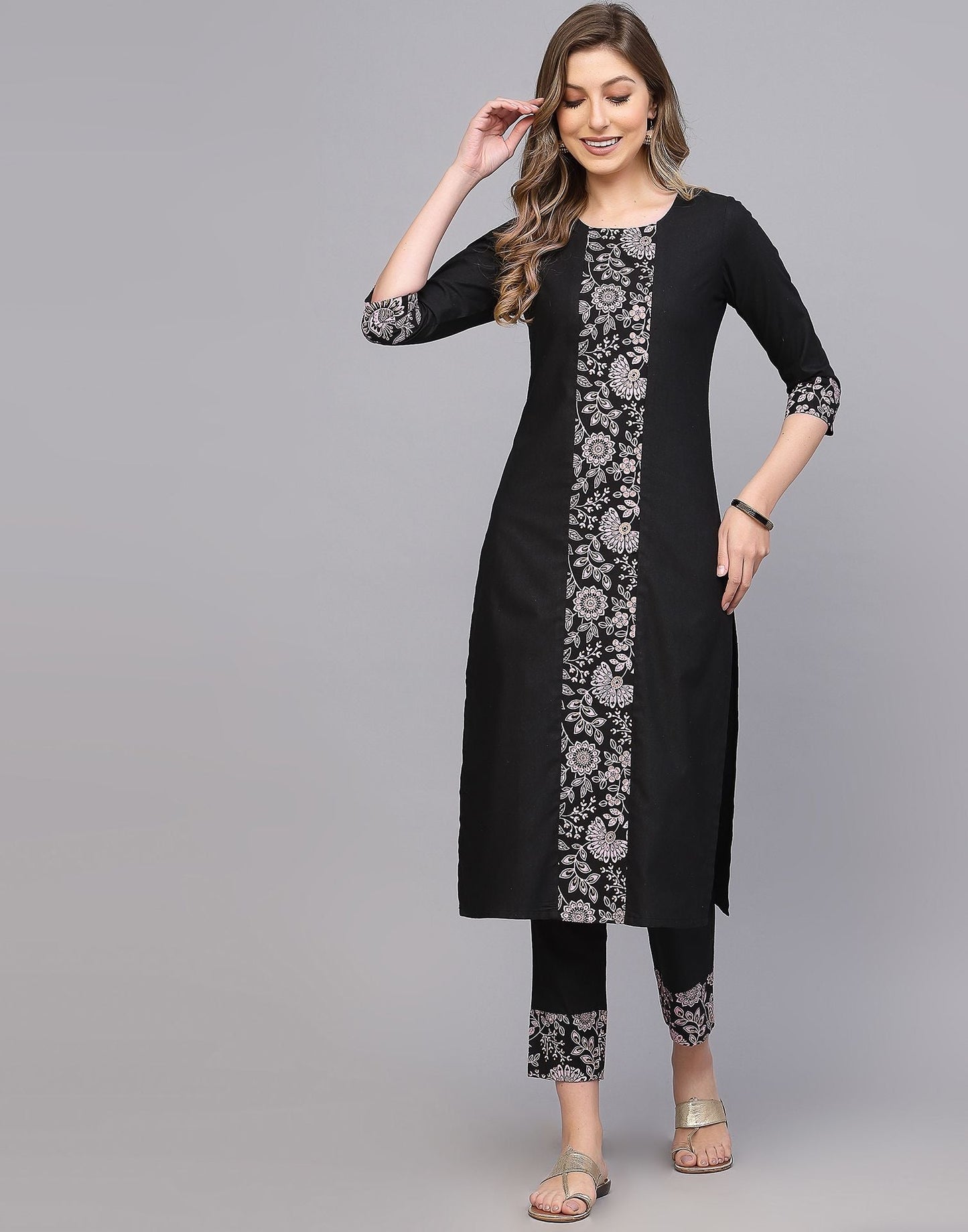 Black Cotton Kurti With Pant Set