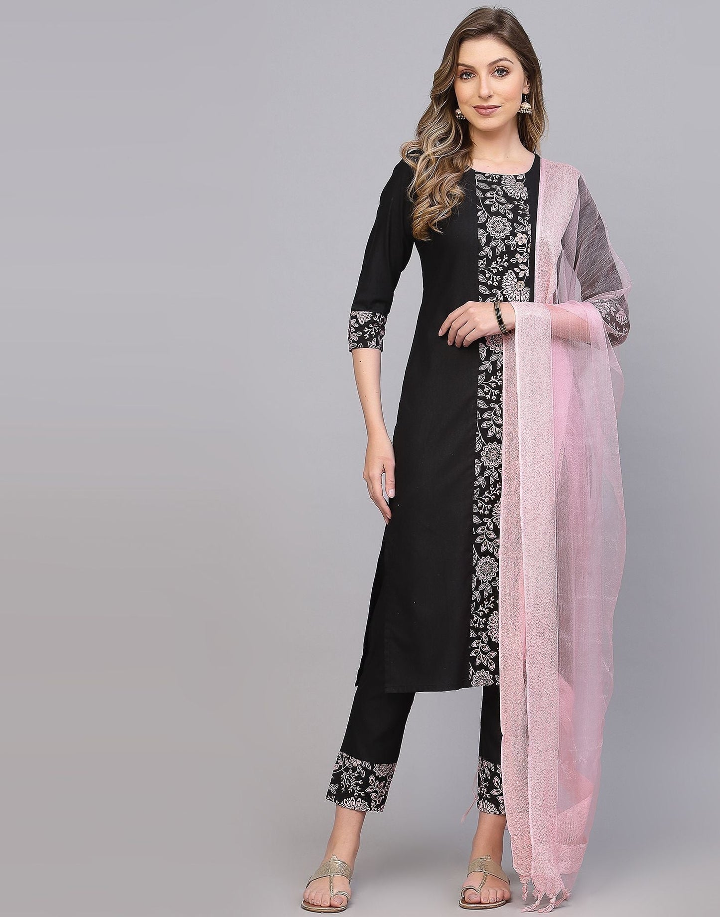 Black Kurti With Pant And Dupatta