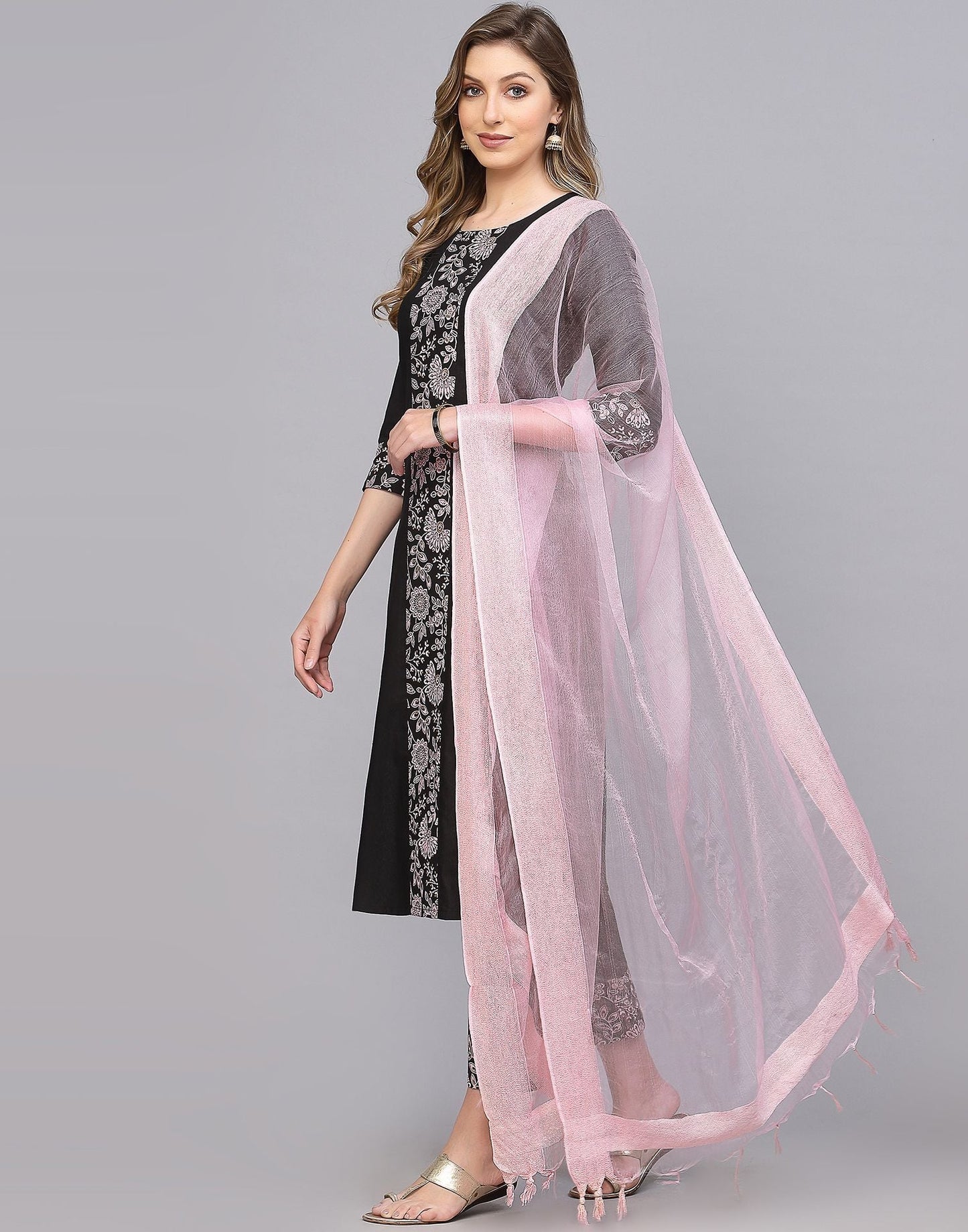 Black Kurti With Pant And Dupatta