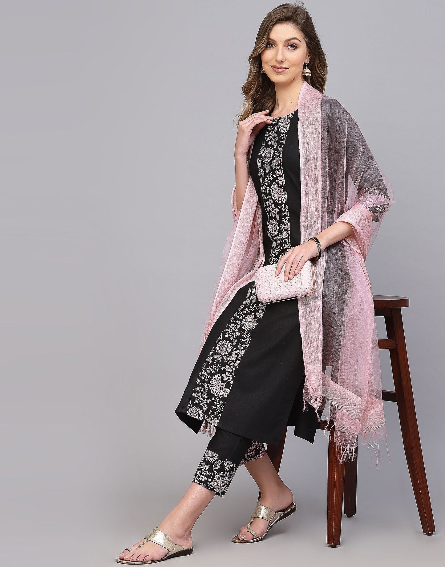 Black Kurti With Pant And Dupatta