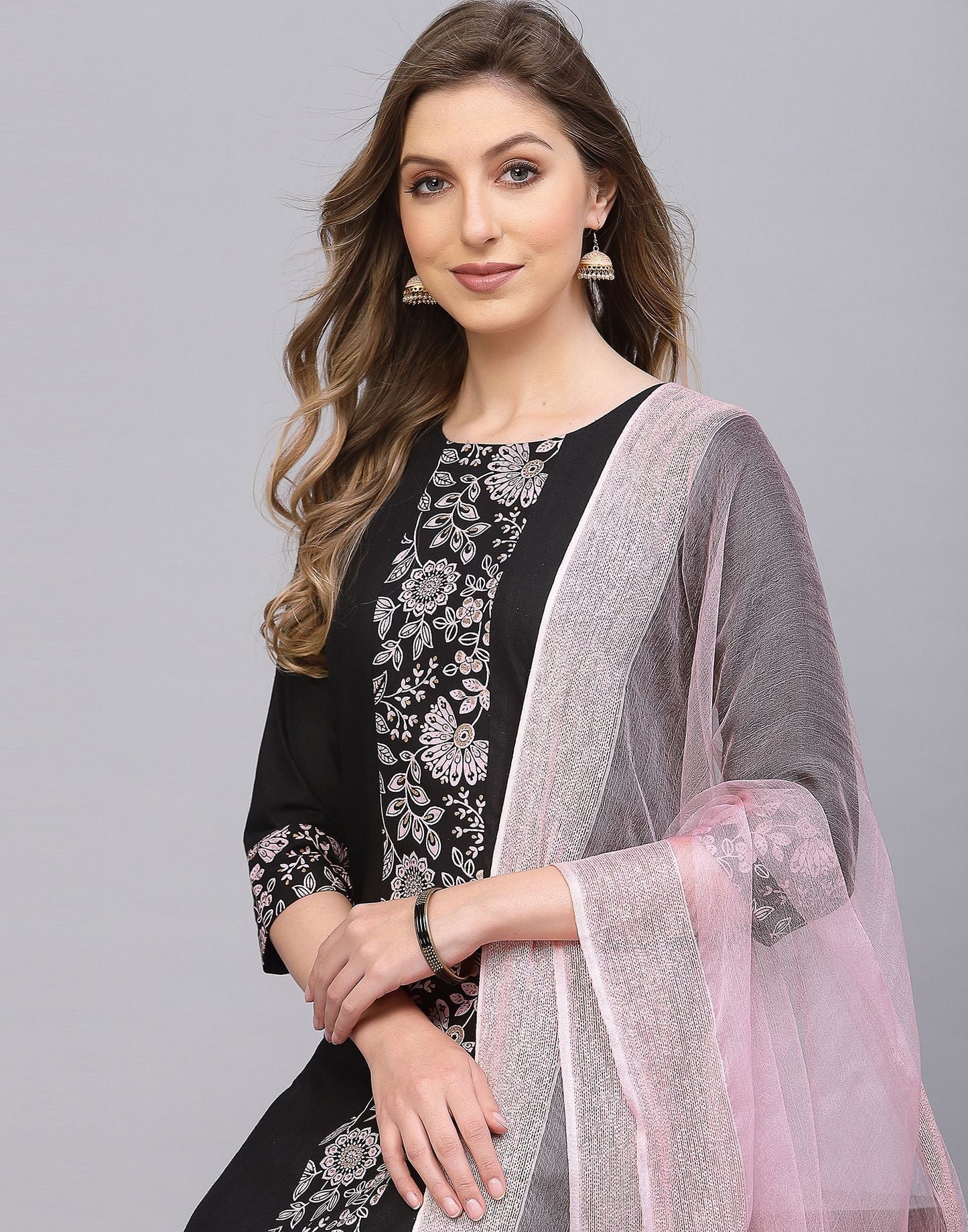 Black Kurti With Pant And Dupatta